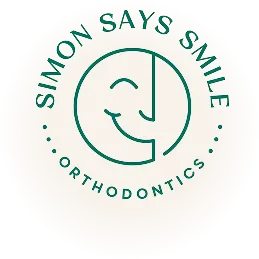 Simon Says Smile Orthodontics logo featuring smiling face icon in teal circle