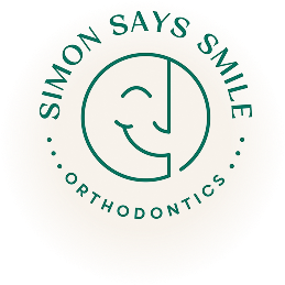 Simon Says Smile Orthodontics logo featuring smiling face icon in teal circle
