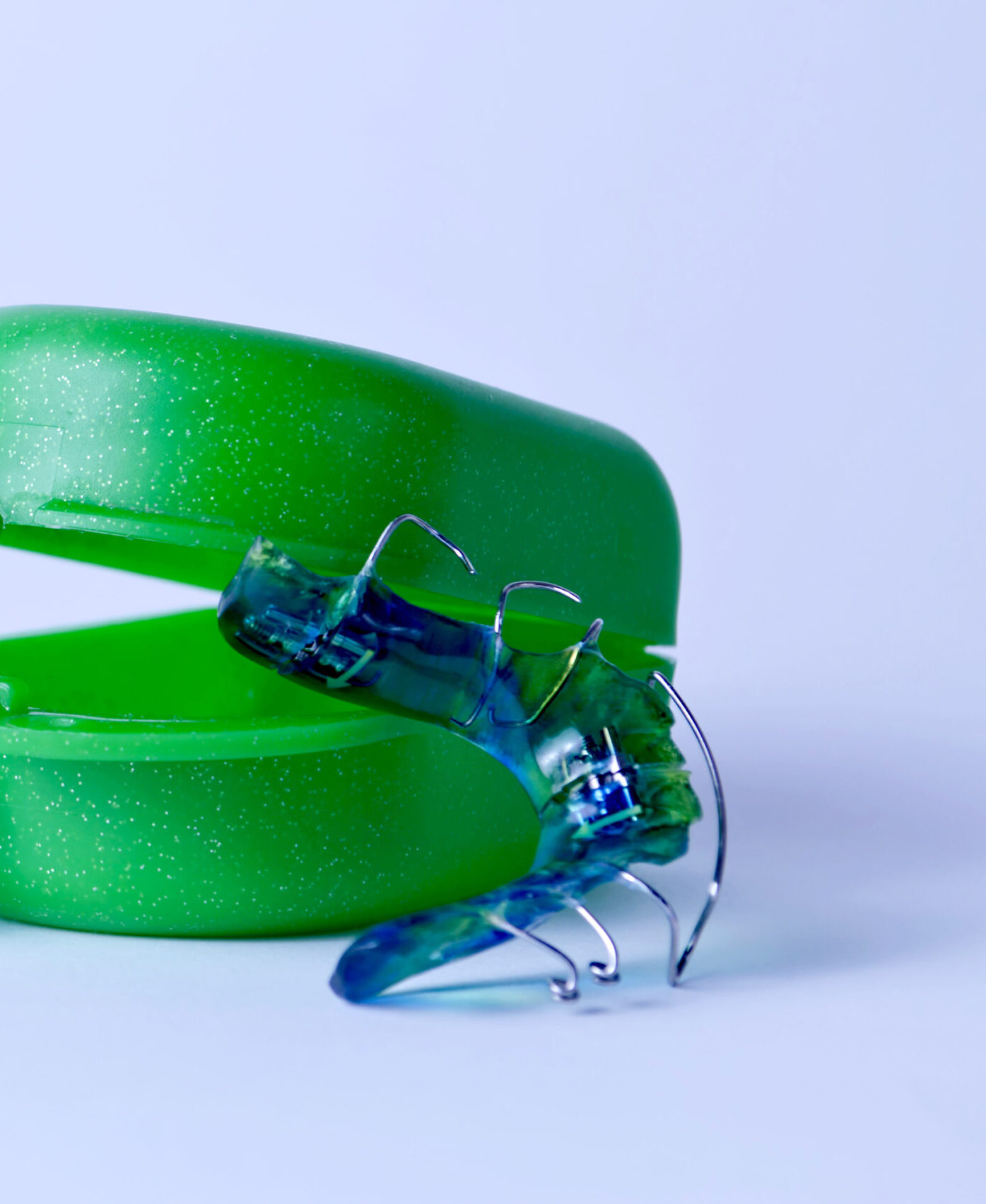 Orthodontic teeth retainer closeup